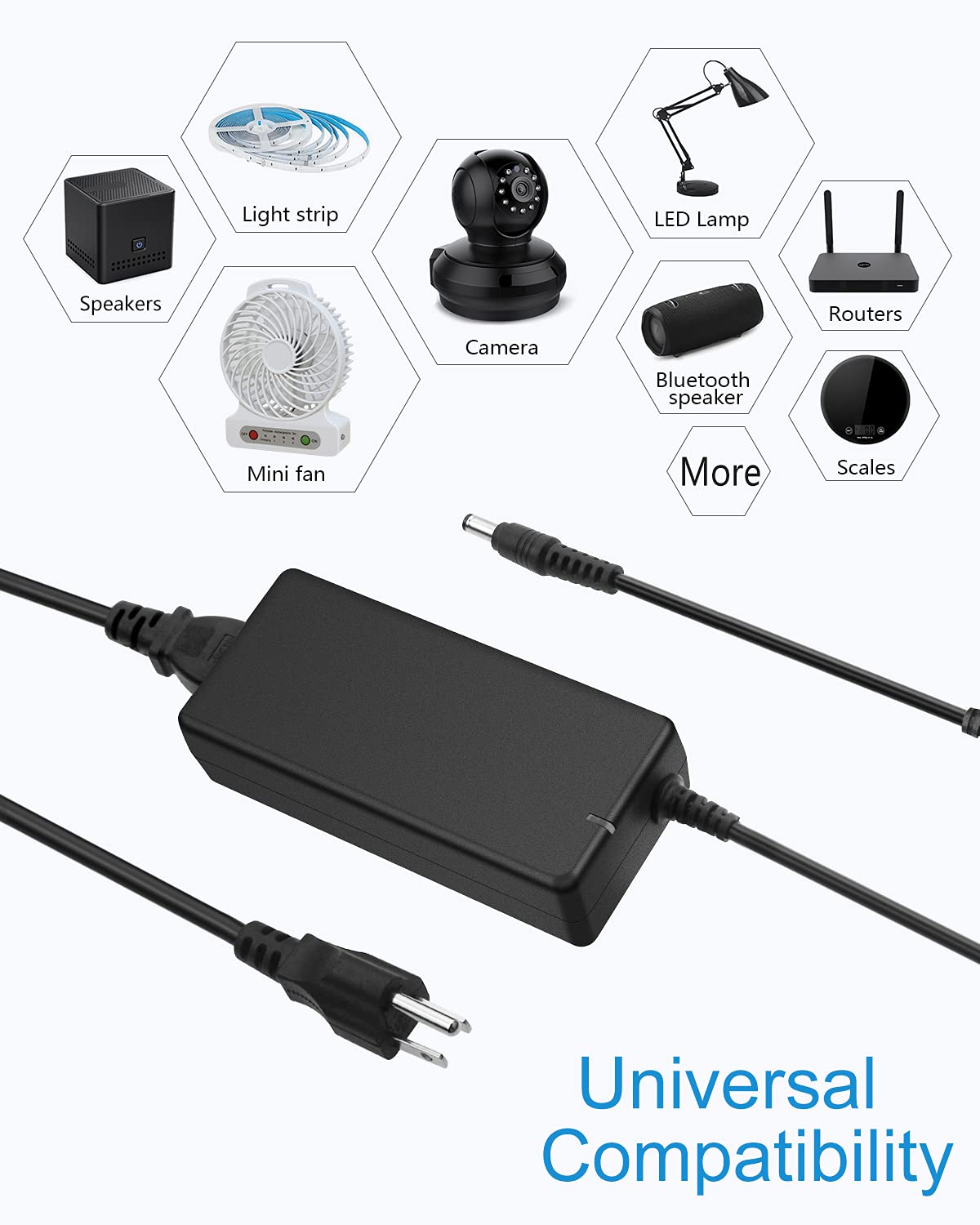 ALITOVE 24V Power Supply 4A 96W AC/DC Adapter 100-240V AC to DC 24 Volt Converter 4amp 3.75A 3.5A 3.3A 3.2A Transformer 5.5x2.5mm for LED Strip CCTV Camera LCD Monitor Massage Chair