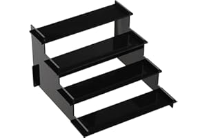 HENABLE 4 Tier Black Acrylic Display Risers, Perfume Organizer Stand, Cupcake Stand Holder, Shelf Risers for Display Stands for Funko POP Figure, Dessert Shelves for Party, Decoration