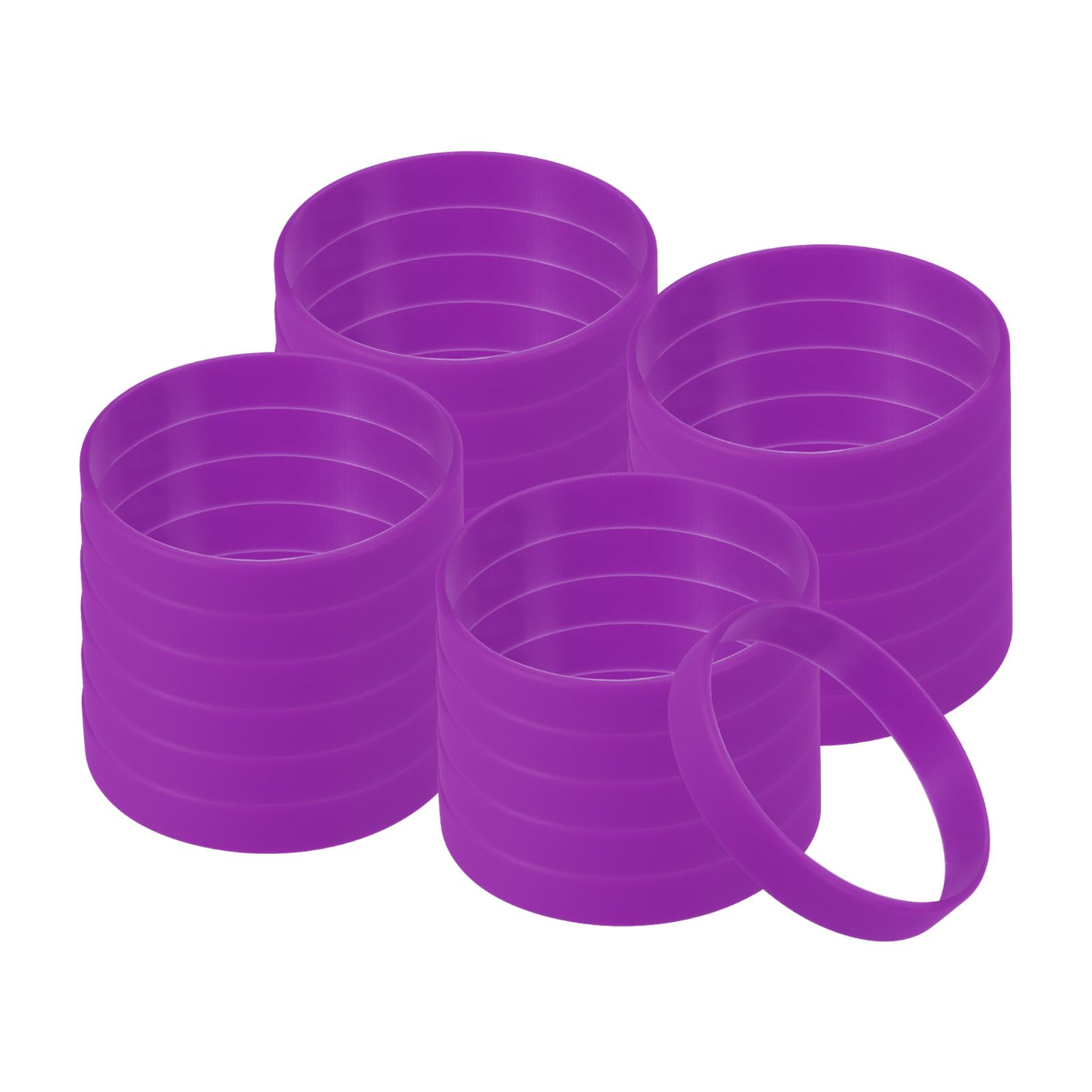 PATIKIL Silicone Bracelets, 24 Pack Colored Rubber Wristbands Blank Stretch Sports Bands for Adults Teen Sports Team Games, Purple