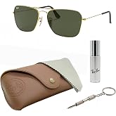RAY-BAN RB3136 CARAVAN Sunglasses with Official RAY-BAN Eyewear Kit | Men and Women &bull; Lightweight Metal Frame &bull; Double Bridge &bull; Adjustable Nosepads &bull; Classic Geometric Design &bull; 100% UV Protection
