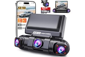 ENLIK Dash Cam Front and Rear Camera 360° View 4 Channel Dashcam for Cars, QHD 2K+1080P*3 Car Dash Camera with 128GB Card, 5G