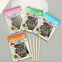 Scrath Art for Kids, 4Pack Scratch & Sketch Art Note Pads, Scratch Art Rainbow Mini Notes with Stylus, 40 Pages, Small Size