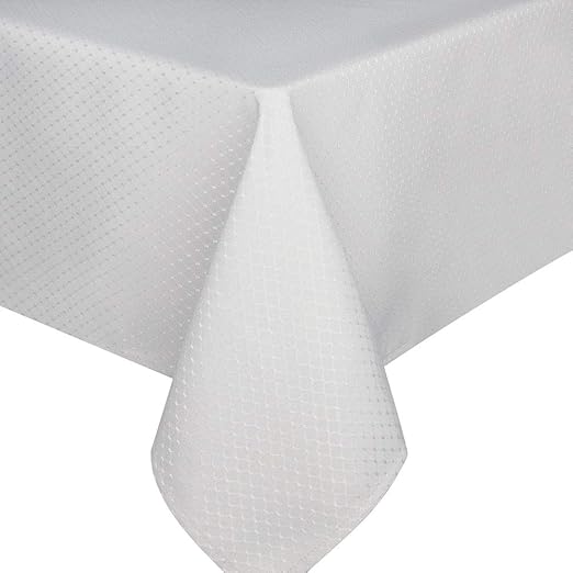 VCVCOO White Fabric Tablecloth 60x102inch Stain Resistant, Elegant