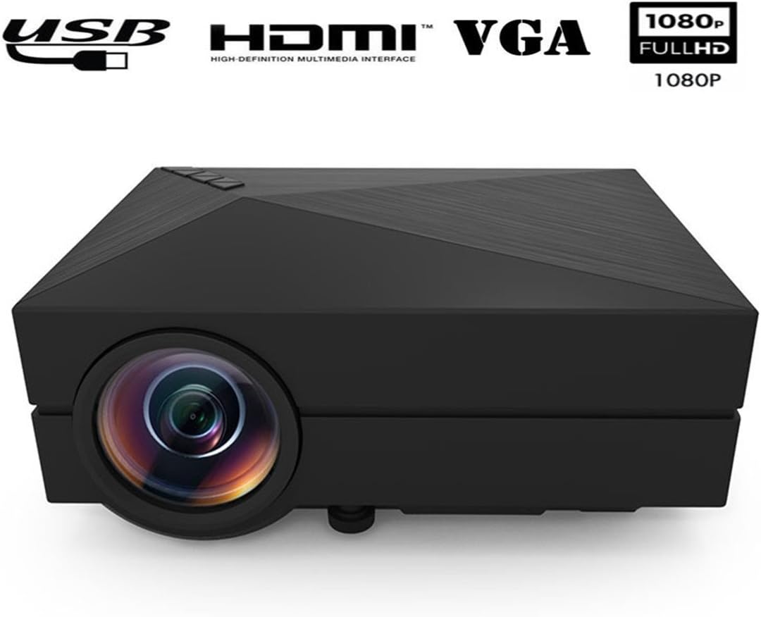 huiheng Portable Full HD Projector, GM60 Portable Mini LED Projector for Home Cinema Theater Entertainment Meetings Media Player Play Games Outdoor Activities with HDMI/AV/VGA/USB/SD/Micro USB Input