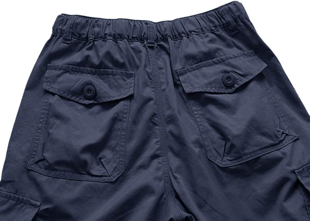 MAGCOMSEN Men's Cargo Shorts Cotton 3/4 Length Work Capri Long Short Below Knee Summer Casual Walking Breathable Pants with Pockets Navy,34 - Image 3