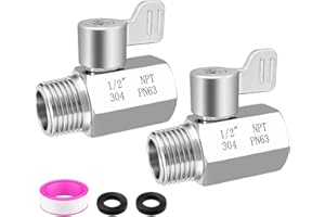 Carvedexquisitely [2 Pack] Shower Head Shut Off Valve,304 Stainless Steel Mini Ball Valve NPT Thread(1/2"),Shower Head Flow C