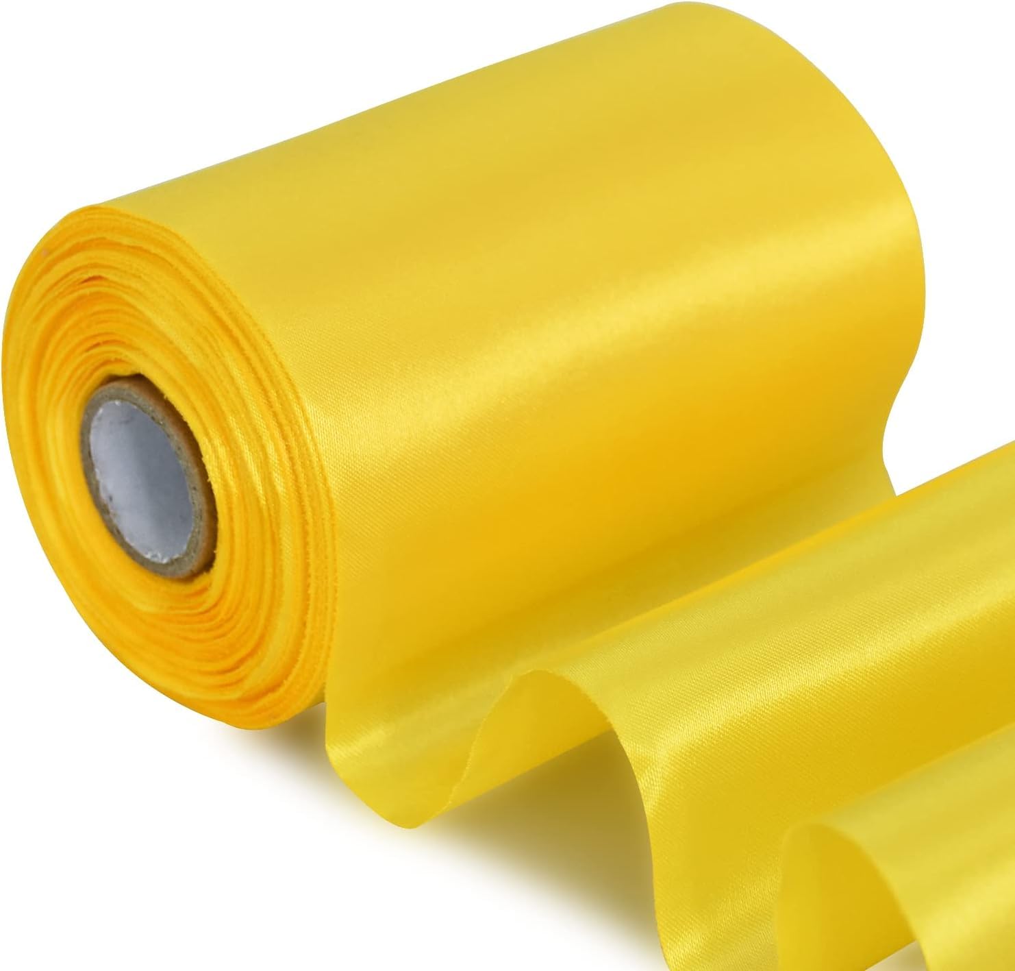TONIFUL Wide satin ribbon-for Gift Wrapping Christmas Tree Halloween Thanksgiving Wedding Car Chair Pageant Sashes Grand Opening Festival Party Decor-Lemon Ribbon-4 Inch x 22 Yards — image 1