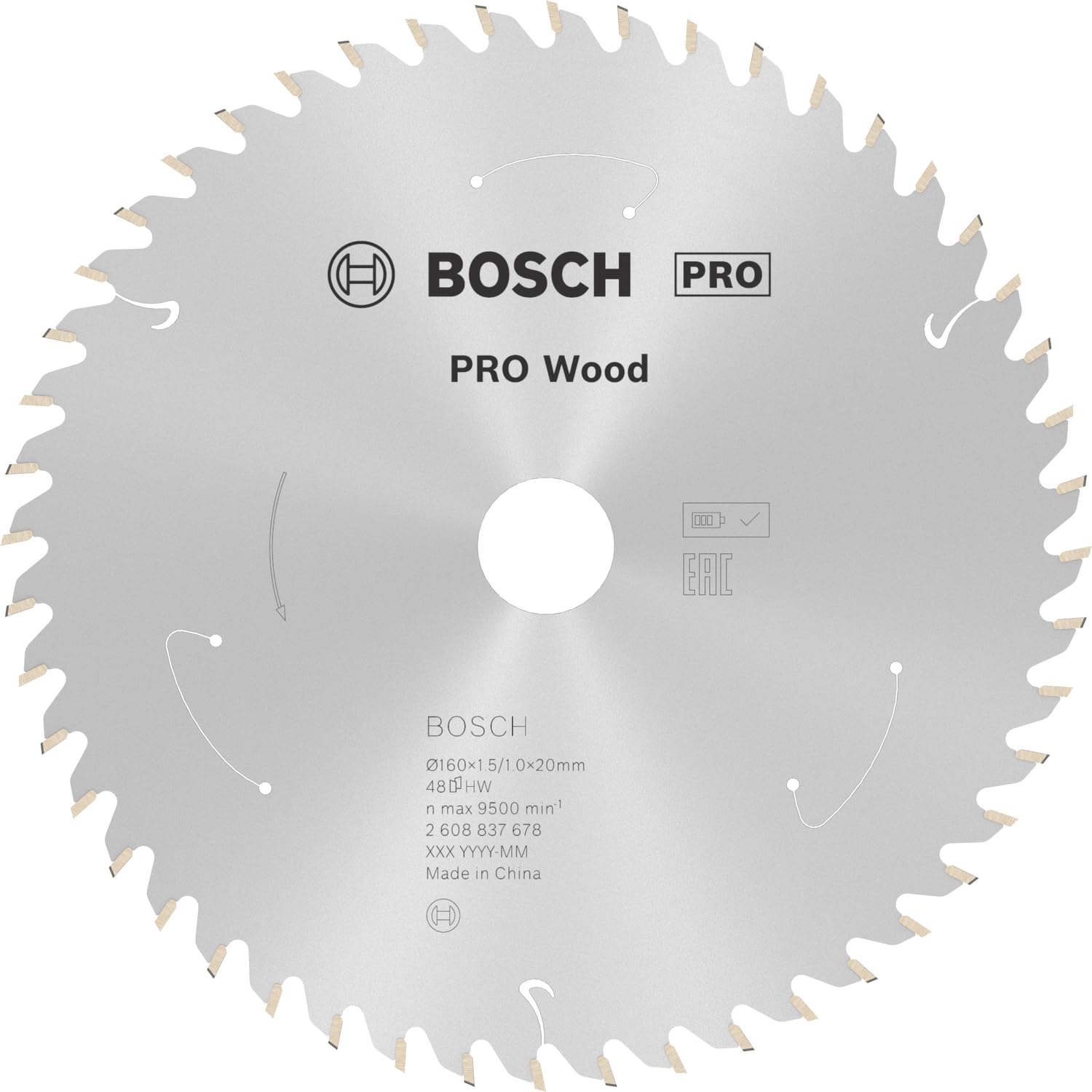 Bosch 1x PRO Wood Circular Saw Blade for Cordless Hand-Held Circular Saws (for Softwood, Hardwood, Ø mm, Professional Accessory Hand-Held Circular Saw)