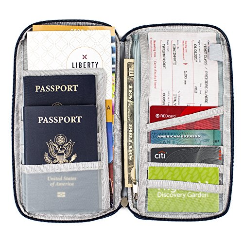 Travel document organizer & Travel wallet & Passport holder (One_Size, Dark Blue)