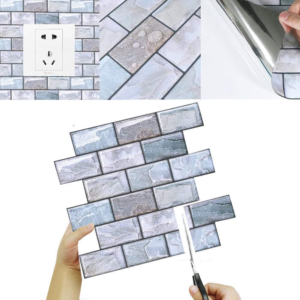 HyFanStr Thickened Self Adhesive Wall Tiles Kitchen Backsplash, Waterproof Stick, 3D Peel and Stick Bathroom Subway Tiles (10 - Image 5