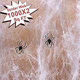 Double Couple Halloween Fake Spider Web Decorations Outdoor & Indoor Decor 1000sqft(2 Pack)