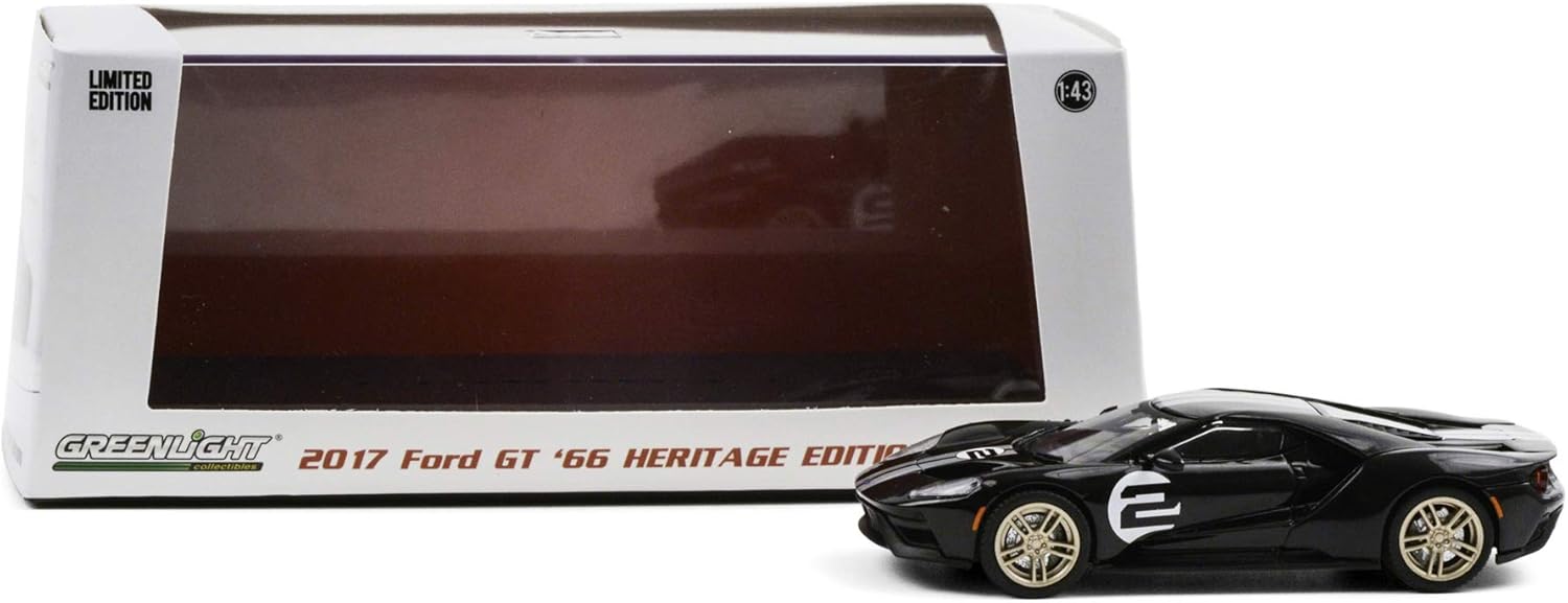 Greenlight 2017 Ford GT #2 '66 Heritage Ed. Black (1st Legally Resold 2017 Ford GT) Barrett-Jackson Auction Las Vegas 2019 1/43 Diecast Car 86178