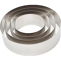Juvale 4 Pieces Stainless Steel Cake Rings for Baking, Round Metal Cake Cutting Rings for Bakery Supplies, Pastries, Mousse, 