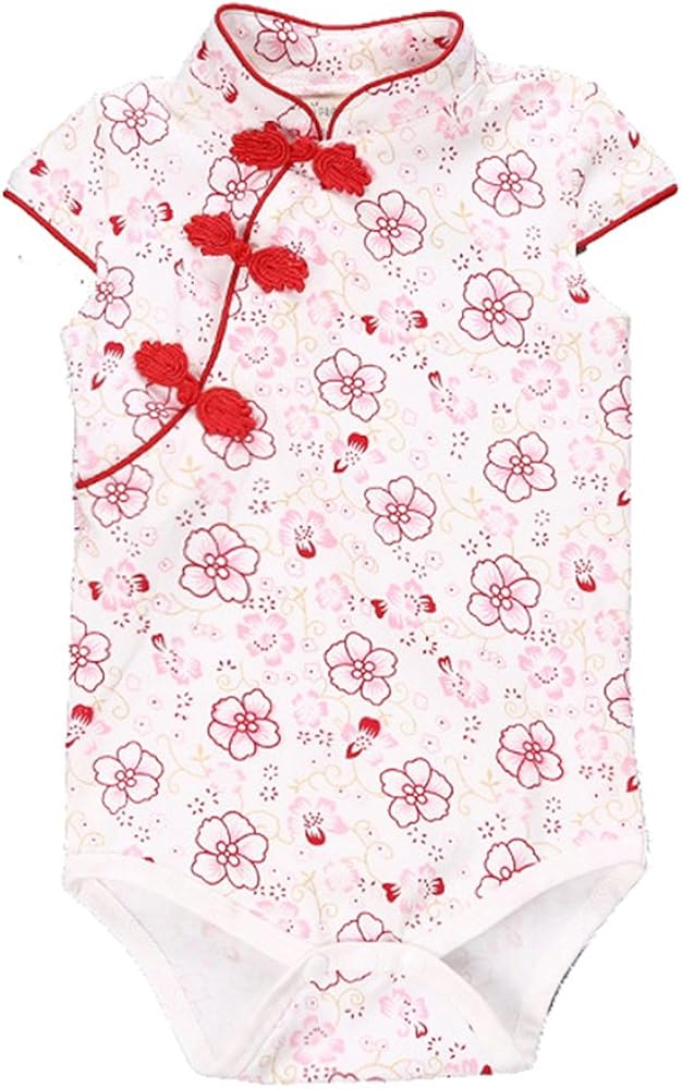 Victoriay Baby Girl's Chinese Printing Cheongsam Romper Jumpsuit Outfits Clothes