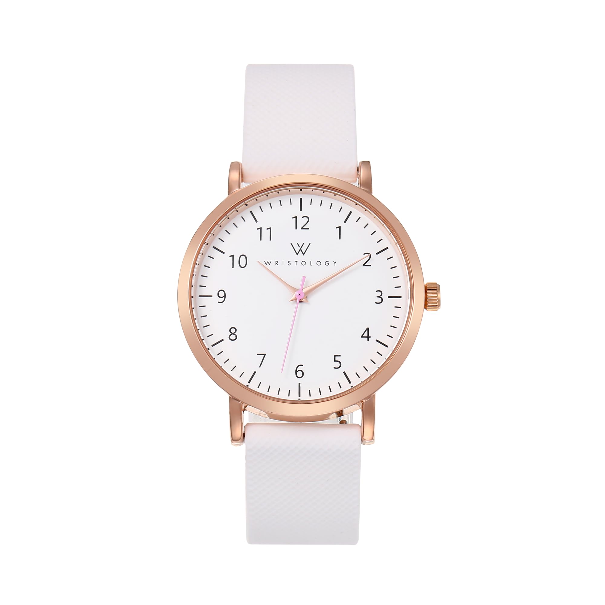 WRISTOLOGY 19 Options,Maxi Numbers Watch, Silicone Band,Interchangeable Silicone Strap,Easy to Read Analog Face with Second Hand for Women, Men, Nurses, Teachers, Seniors, EMT Olivia,White, Olivia