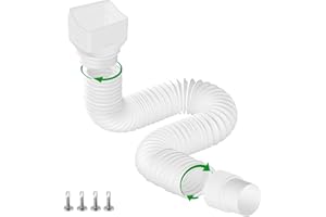 Binazon 1 Pack White-Rain Gutter Downspout Extensions, Gutter Extender for Rainwater Drainage Flexible, Down Spout Drain Extension Pipe, Extendable from 21 to 62 Inches (Fit 3"x 4" downspouts)