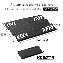 Famhap 6 Pack Spice Drawer Organizer with Labels
