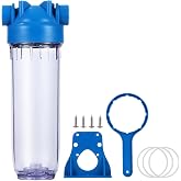 Geekpure 10-Inch Whole House Clear Water Filter Housing (1) | 3/4" NPT Brass Port, Fits 2.5" x 10" Filters