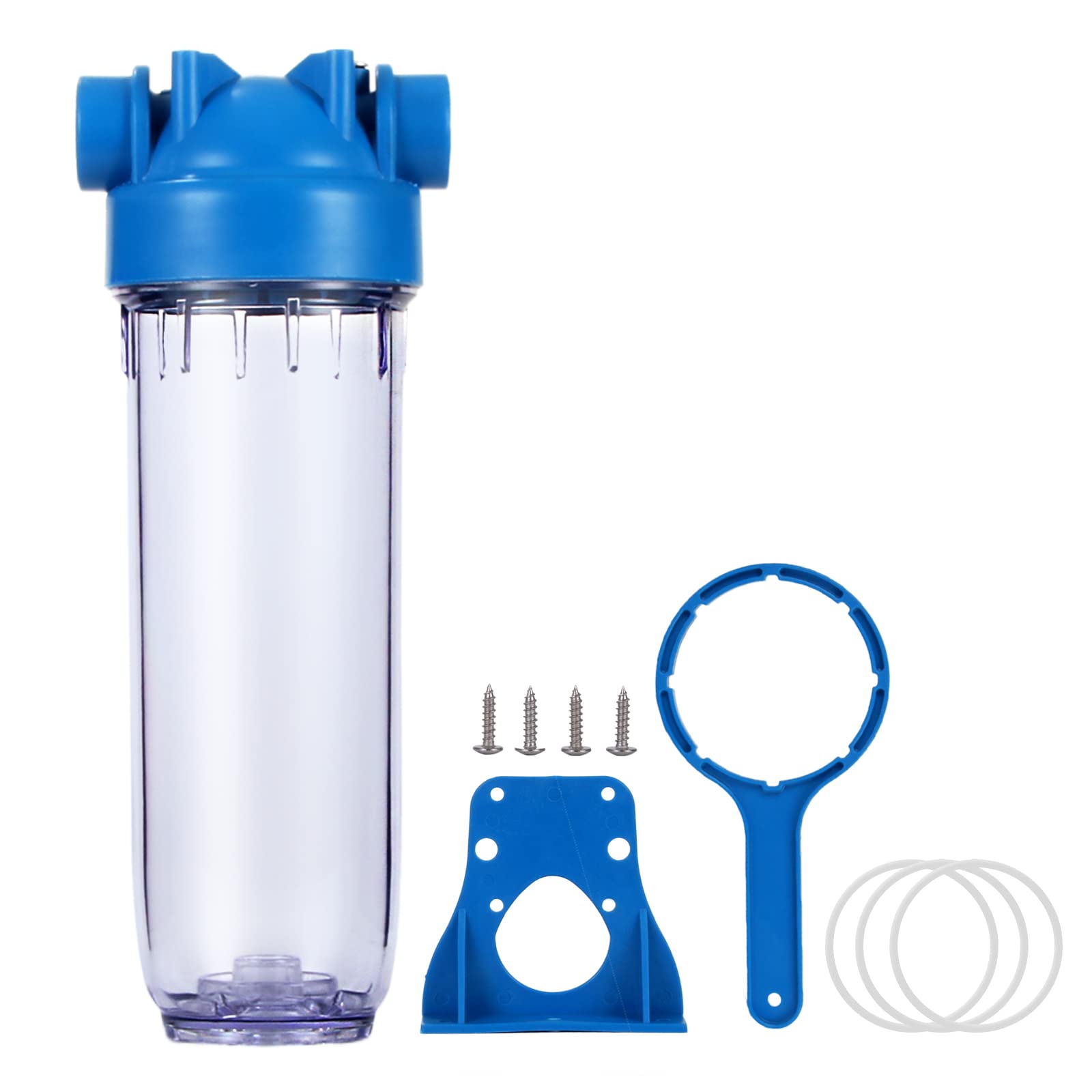 Geekpure 10-Inch Whole House Clear Filter Housing - 3/4" BSP Brass Port-Fit for 2.5" x 10" Filters