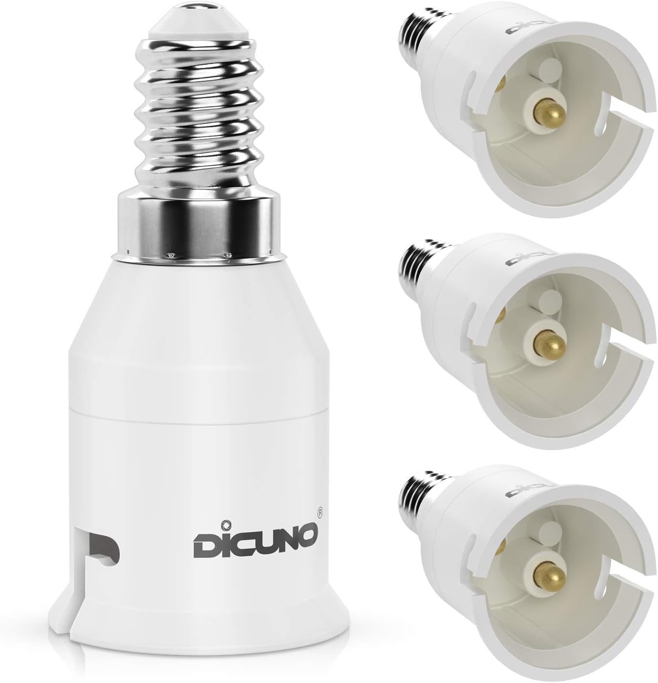 DiCUNO E14 to B22 Socket Converter, Screw to Bayonet Adapter, Small Screw/SES to Bayonet/BC Converter, 0-250v