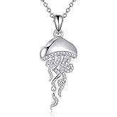 JBAERD Jellyfish Pendant Sterling Silver Jellyfish Necklace Ocean Jewelry Gifts for Women