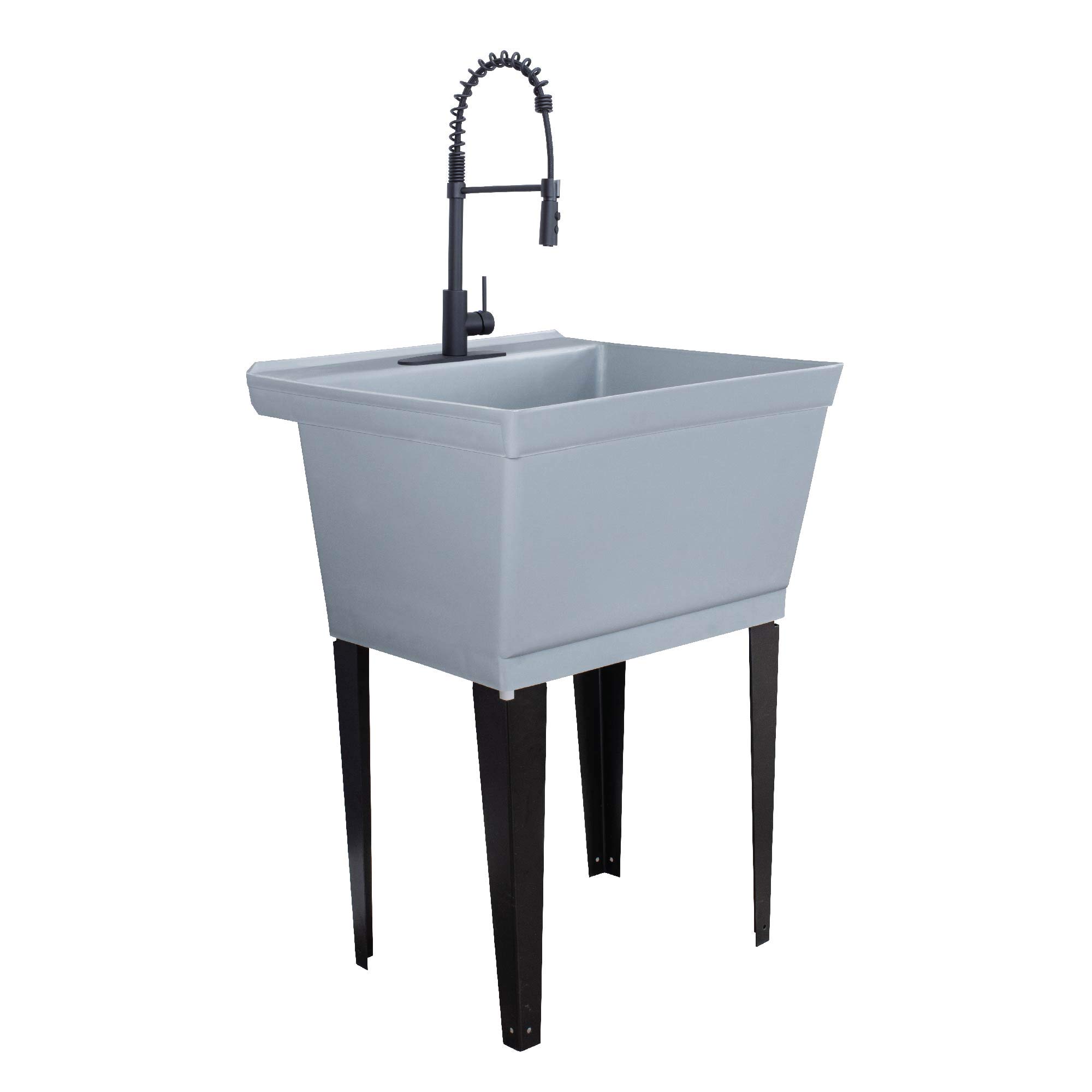 Buy Utility Sink ExtraDeep Laundry Tub in Grey with HighArc Coil Pull