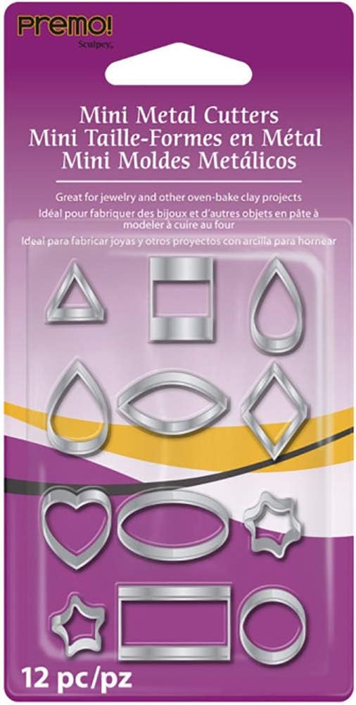Artemio Premo Sculpey Basic Shapes Mini Metal Cutters - 12 Pieces, Silver, 1 - Pack