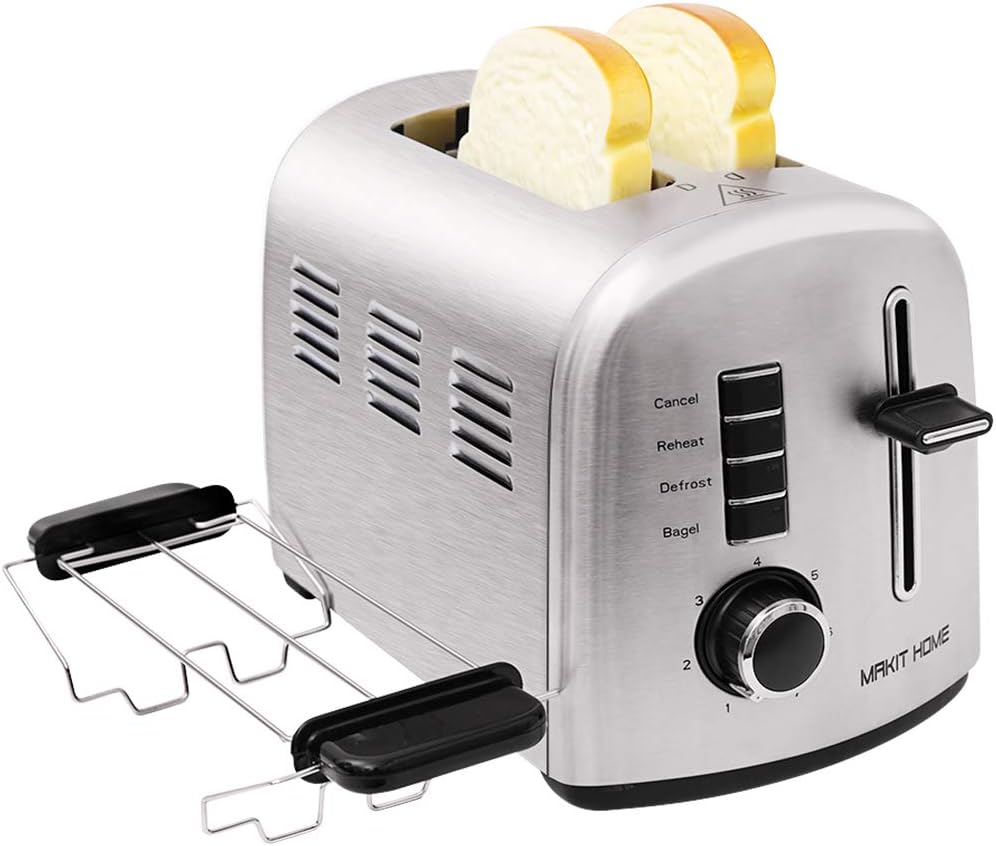 Toaster 2 Slice,Extra Wide Slot 2 Slice Best Rated Prime Toaster,Stainless Steel Retro Kitchen Toaster,Small Bagel Toasters,Mini Bread Toasters Oven with 7 Shade Settings,Removable Crumb Tray