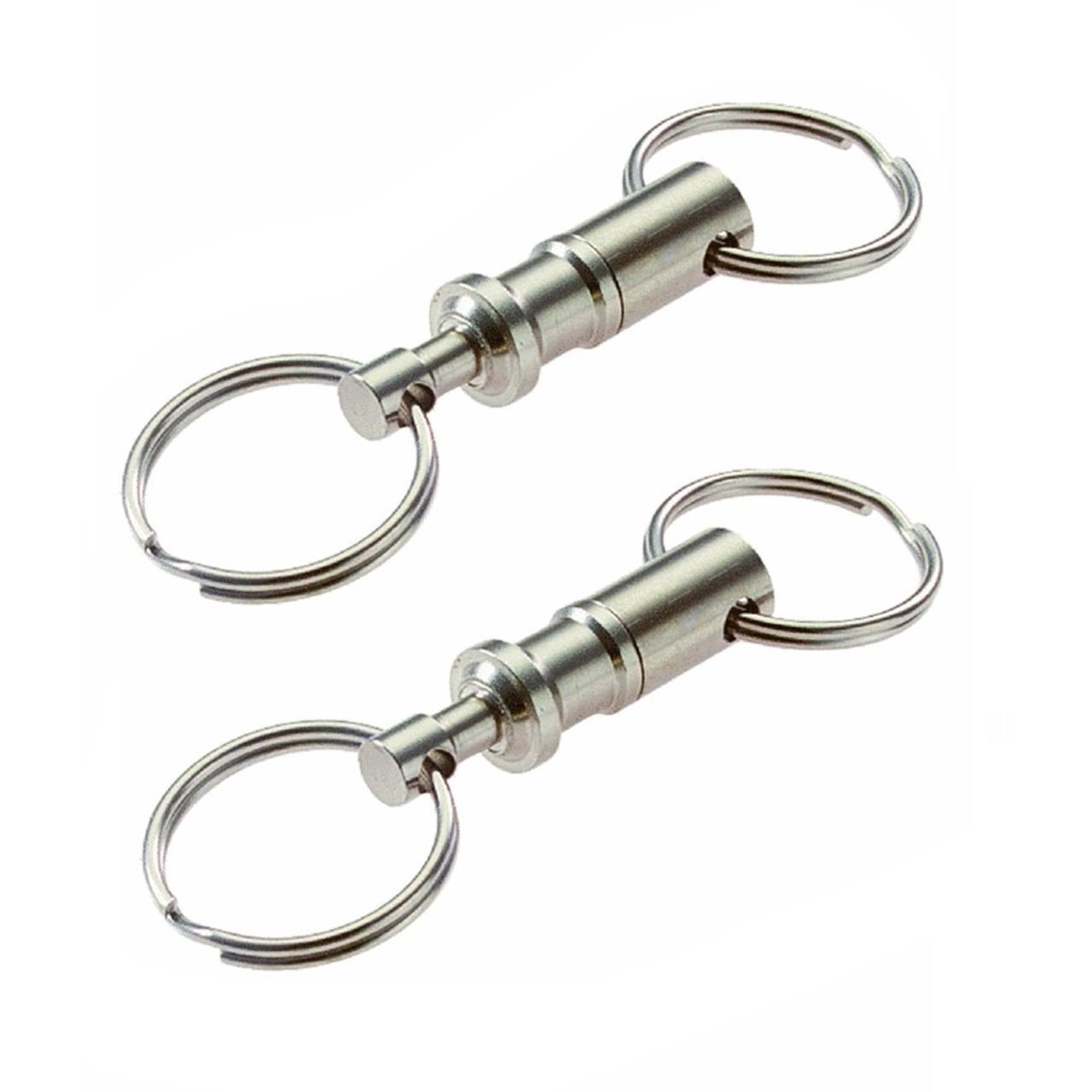 2 Pcs Heavy Duty Dual Key Ring Pull Apart Snap Lock Holder Detachable