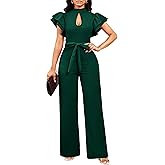 SxClub Elegant Jumpsuits for Women Dressy Formal Casual Long Straight Pants Business Jumpsuit