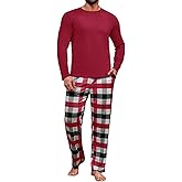 Runcati Mens 2 Piece Pajama Set Plaid Sleepwear PJ Relaxed Fit Stretch Lounge Nightwear Sets