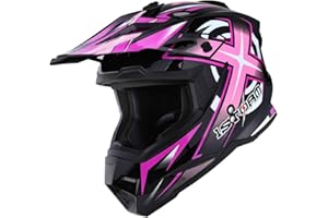 1Storm Adult Motocross Helmet BMX MX ATV Dirt Bike Four Wheeler Quad Motorcycle Full Face Helmet Racing Style: HF801 Sonic Pink