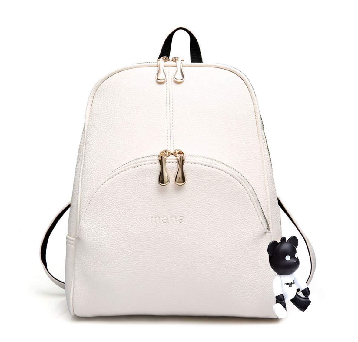 AINUOEY Womens Rucksack Backpacks Anti-theft Totes Top-Handle Handbags Ladies PU Leather 76602 1pcs Set White