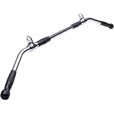 AmStaff 48" Straight Ez Curl Lat Pull Down Bar with Revolving Double Hook for Dual Pulley Cable Machines, Functional Trainer Multi-Purpose Attachment