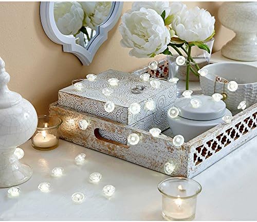 Loft Living 10 Ft Decorative String, 40 Count LED Indoor/Outdoor Lighted Mini Fairy Princess Diamond Cut Ornament Battery Operated Lights with Built in 4-Hour Timer