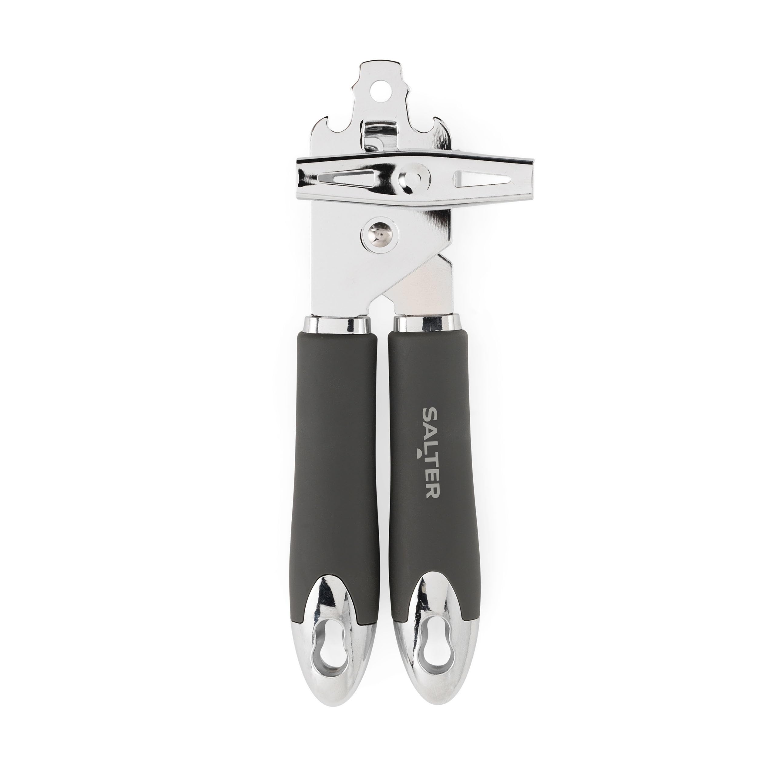 Salter Cosmos Can Opener - Manual Turn Knob, Kitchen Tin Opener, Ergonomic Handle for Arthritic Hands, Weak Hands, Elderly, Camping, Hanging Hook, Easy to Clean, Long Lasting Quality, Matte Grey