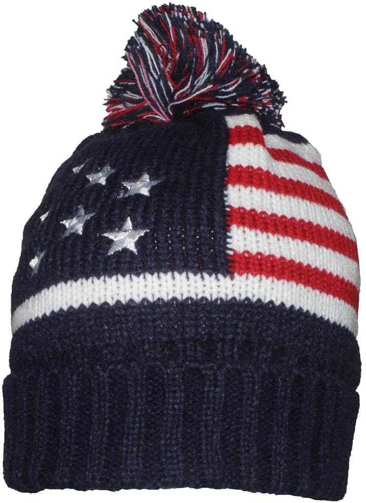 cuffed knit hat with pom