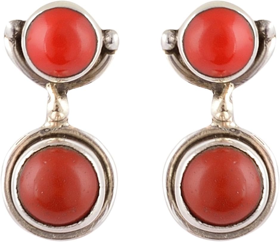 Handicraft Fashion Point Red 92.5 Sterling Silver Work Wear Coral Drop Earrings for Women