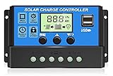 30A PWM Solar Charge Controller, 12V 24V Dual USB