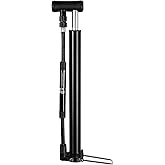 GATAHEAD Portable Mini Bike Floor Pump with Gauge, Foot Pedal and T-Handle | Bicycle Pump with Flexible Hose, Frame Mount, Presta &amp; Schrader Pump for MTB, Road Bike &amp; Gravel Bike