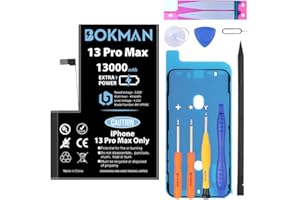 bokman for iPhone 13 Pro Max Battery Replacement, 13000mAh High Capacity Li-ion Polymer Battery with All Tool Kits