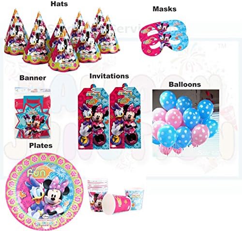Minnie Mouse Theme Birthday Party Supplies Super Saver Combo (Pink)
