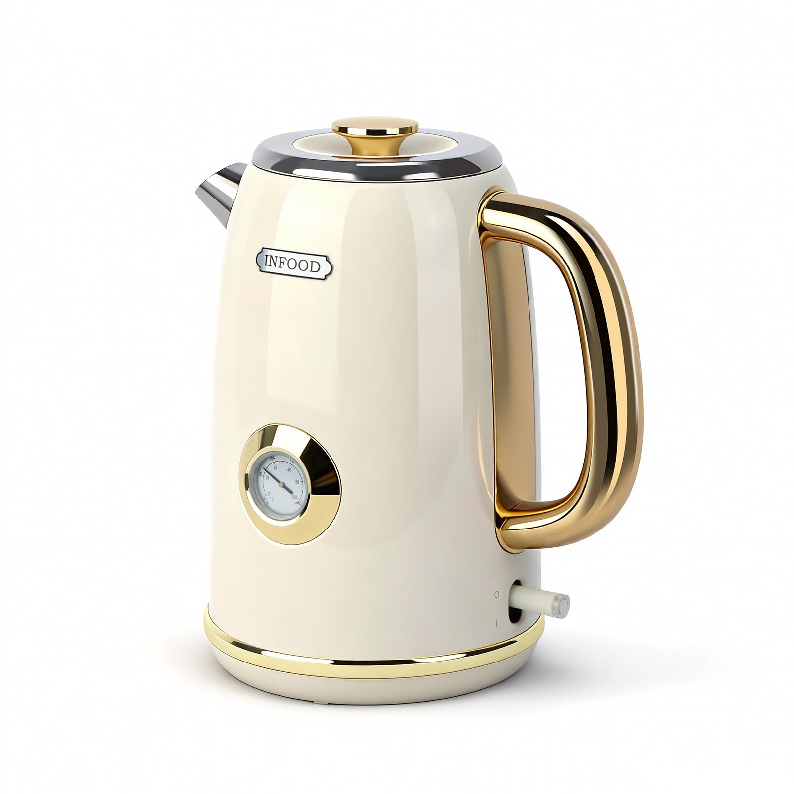 Photo 1 of **DOES NOT GET HOT** INFOOD Retro Electric Kettle 1.7L/57oz with Thermometer - 1500W Fast Boiling Stainless Steel Hot Water Tea Kettle, BPA-Free, Cordless, Auto Shut-Off, Boil-Dry Protection, White