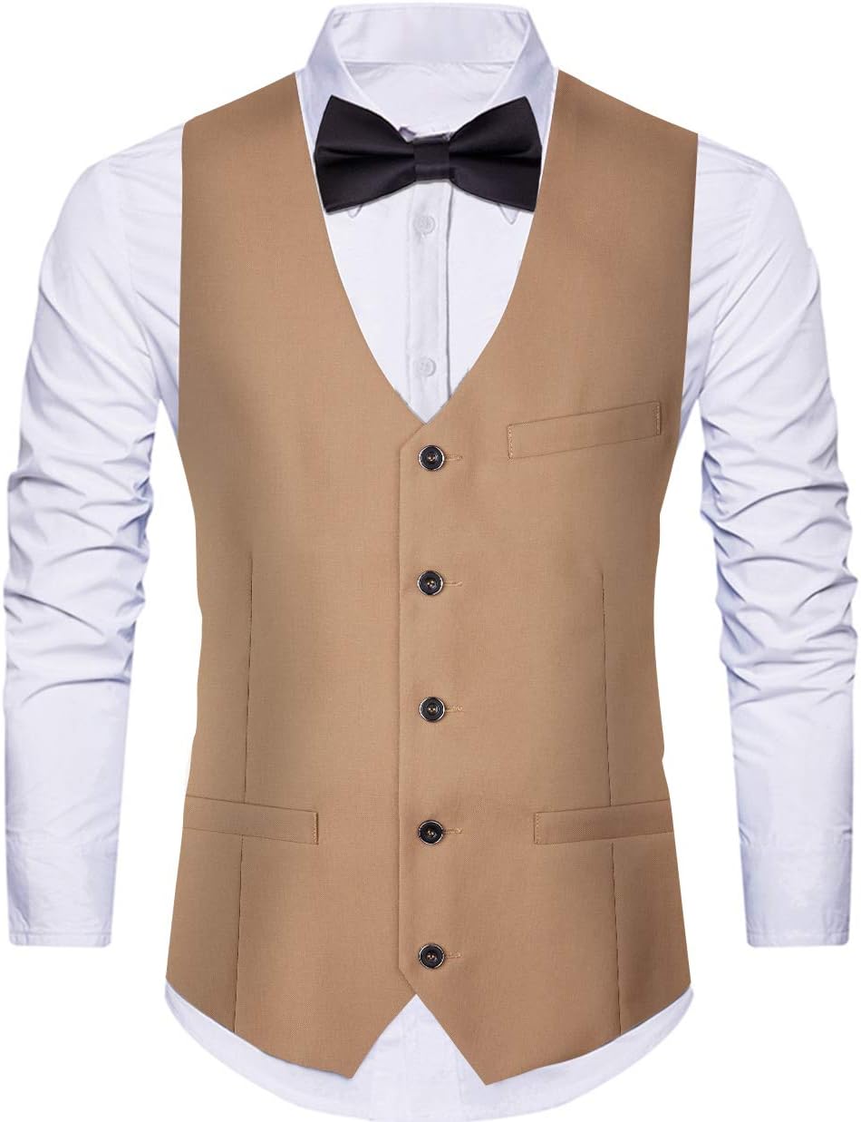 Cyparissus Men's Suit Vest Tuxedo Vest Formal Dress Vest for Men with Pockets