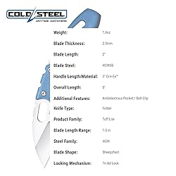 Cold Steel Mini Tuff Lite 2" 4034SS Sheepsfoot