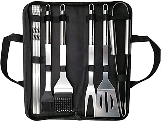 Likey Grillbesteck Set, 10-teilig Grillwerkzeug-Set,Grillzange, Grillwender, Grillbürste, Grillspieße, Fleischgabel, Silikon-Backpinsel