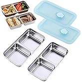Fachoige Stainless Steel Snack Containers, Reusable Food Storage Containers with Lids, Condiment Container, Grab and Go Snack Containers for Snacks,Dips,Lunch,Travel and Outdoor Camping (2PCS-A+A)