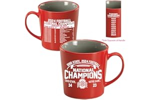 R.F.S.J. RFSJ Ohio State Buckeyes 2024 NCAA National Championship Red Ceramic Mug – Official Championship Logo, Season Schedule, Collector’s Edition – Microwave Safe – Hand Wash Recommended – 21 oz