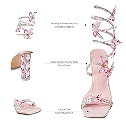 VOZTOLLS Strappy Heels for Women Rhinestone Crystal
