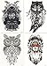 Dalin 4 Sheets Temporary Tattoos, Sled Dog, Owl, Indian Fake Tattoos for Women Men